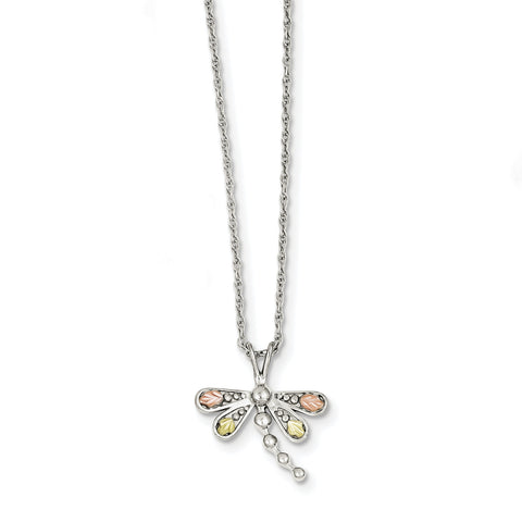 Sterling Silver & 12K Dragonfly Necklace QBH186 - shirin-diamonds