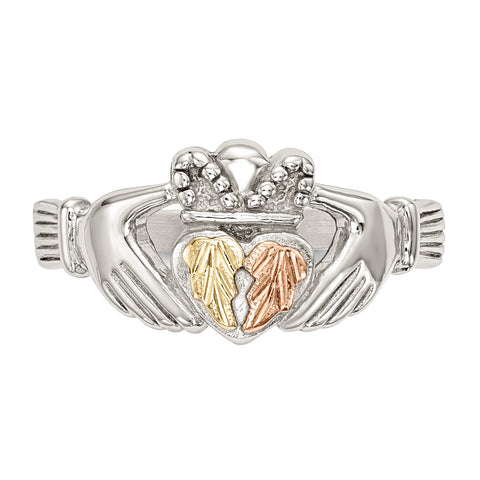 Sterling Silver & 12k Accents Claddagh Ring QBH244