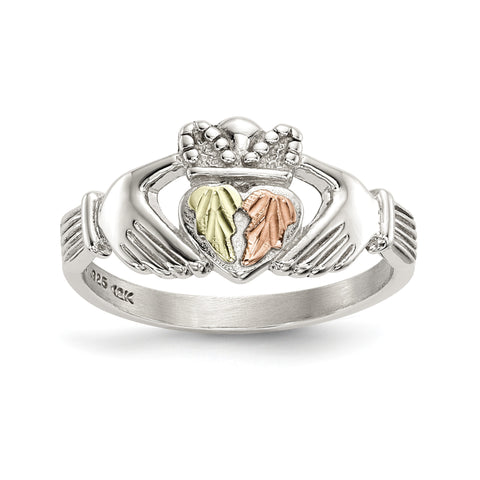 Sterling Silver & 12k Accents Claddagh Ring QBH244 - shirin-diamonds