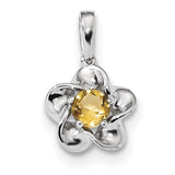 Sterling Silver Rhodium-plated Floral Citrine Pendant QBPD31NOV - shirin-diamonds