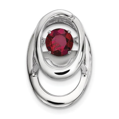 Sterling Silver Rhodium Created Ruby Birthstone Vibrant Pendant QBPD32JUL - shirin-diamonds