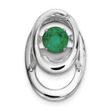 Sterling Silver Rhodium Created Emerald Birthstone Vibrant Pendant QBPD32MAY - shirin-diamonds