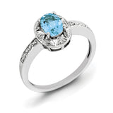 Sterling Silver Rhodium-plated Diam. & Blue Topaz Ring QBR10DEC - shirin-diamonds