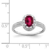 Sterling Silver Rhodium-plated Diam. & Created Ruby Ring QBR10JUL