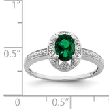 Sterling Silver Rhodium-plated Diam. & Created Emerald Ring QBR10MAY
