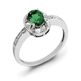 Sterling Silver Rhodium-plated Diam. & Created Emerald Ring QBR10MAY - shirin-diamonds
