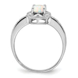 Sterling Silver Rhodium-plated Diam. & Created Opal Ring QBR10OCT