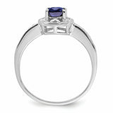 Sterling Silver Rhodium-plated Diam. & Created Sapphire Ring QBR10SEP