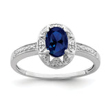 Sterling Silver Rhodium-plated Diam. & Created Sapphire Ring QBR10SEP