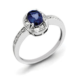 Sterling Silver Rhodium-plated Diam. & Created Sapphire Ring QBR10SEP - shirin-diamonds