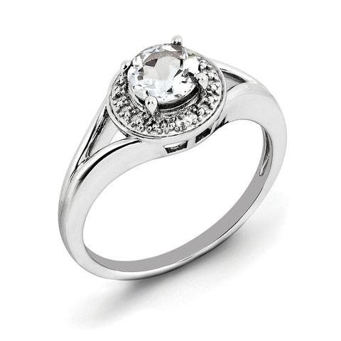 Sterling Silver Rhodium-plated Diam. & White Topaz Ring QBR11APR - shirin-diamonds