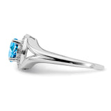 Sterling Silver Rhodium-plated Diam. & Blue Topaz Ring Size 5
