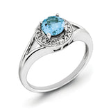Sterling Silver Rhodium-plated Diam. & Blue Topaz Ring QBR11DEC - shirin-diamonds