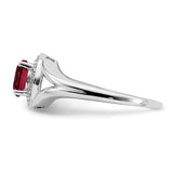 Sterling Silver Rhodium-plated Diam. & Created Ruby Ring QBR11JUL