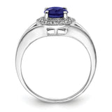 Sterling Silver Rhodium-plated Diam. & Created Sapphire Ring QBR11SEP