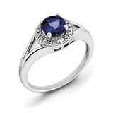 Sterling Silver Rhodium-plated Diam. & Created Sapphire Ring QBR11SEP - shirin-diamonds