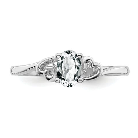 Sterling Silver Rhodium-plated White Topaz Ring QBR15APR