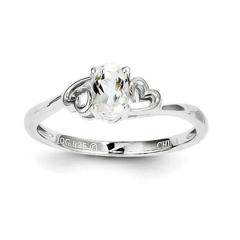 Sterling Silver Rhodium-plated White Topaz Ring QBR15APR - shirin-diamonds