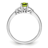 Sterling Silver Rhodium-plated Peridot Ring QBR15AUG