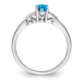 Sterling Silver Rhodium-plated Light Swiss Blue Topaz Ring QBR15DEC