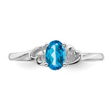 Sterling Silver Rhodium-plated Light Swiss Blue Topaz Ring QBR15DEC