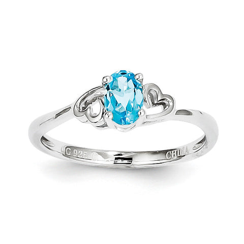 Sterling Silver Rhodium-plated Light Swiss Blue Topaz Ring QBR15DEC - shirin-diamonds