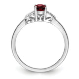 925 Sterling Silver Rhodium-Plated Garnet Ring