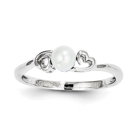 Sterling Silver Rhodium-plated FW Cultured Pearl Ring QBR15JUN - shirin-diamonds