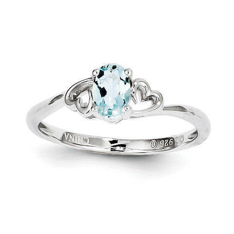 Sterling Silver Rhodium-plated Aquamarine Ring QBR15MAR - shirin-diamonds