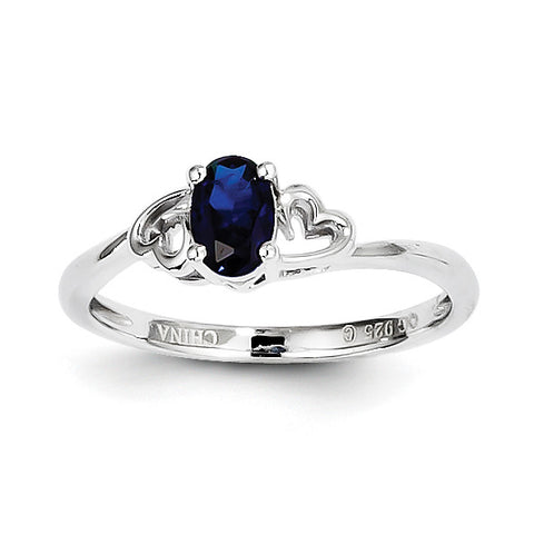 Sterling Silver Rhodium-plated Created Sapphire Ring QBR15SEP - shirin-diamonds