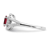 Sterling Silver Rhodium-plated Created Ruby & Diam. Ring QBR16JUL