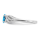 Sterling Silver Rhodium-plated Light Swiss Blue Topaz Ring QBR17DEC