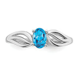 Sterling Silver Rhodium-plated Light Swiss Blue Topaz Ring QBR17DEC