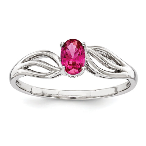 Sterling Silver Rhodium-plated Created Ruby Ring QBR17JUL - shirin-diamonds