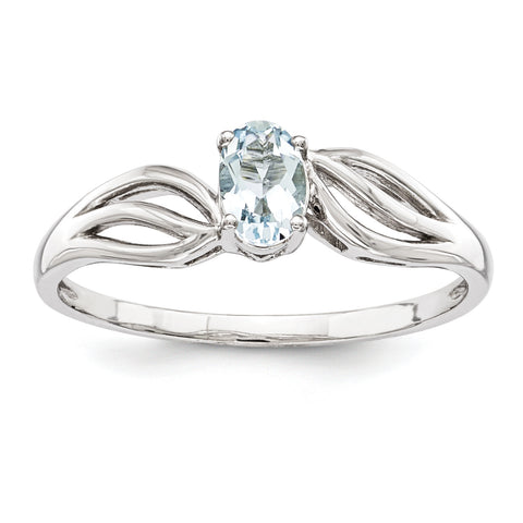 Sterling Silver Rhodium-plated Aquamarine Ring QBR17MAR - shirin-diamonds