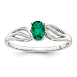 Sterling Silver Rhodium-plated Created Emerald Ring QBR17MAY - shirin-diamonds