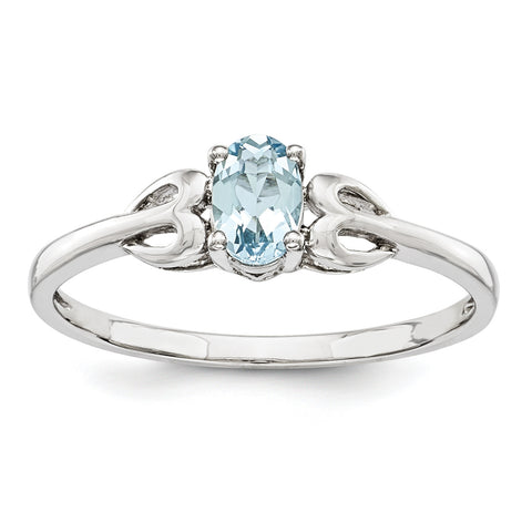 Sterling Silver Rhodium-plated Aquamarine Ring QBR20MAR - shirin-diamonds