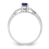 925 Sterling Silver Rhodium-Plated Created Sapphire Ring