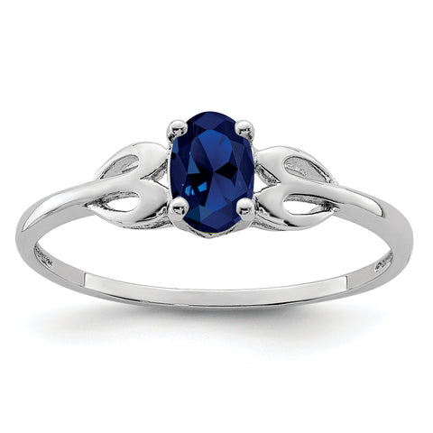 925 Sterling Silver Rhodium-Plated Created Sapphire Ring