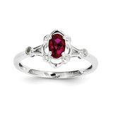 Sterling Silver Rhodium-plated Created Ruby & Diam. Ring QBR21JUL - shirin-diamonds