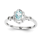 Sterling Silver Rhodium-plated Aquamarine & Diam. Ring QBR21MAR - shirin-diamonds