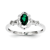 Sterling Silver Rhodium-plated Created Emerald & Diam. Ring QBR21MAY - shirin-diamonds