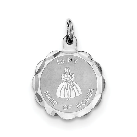 Sterling Silver To My Maid of Honor Disc Charm QC1499 - shirin-diamonds