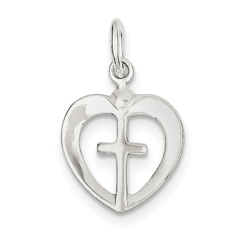 Sterling Silver Cross Heart Charm QC1863 - shirin-diamonds