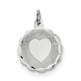 Sterling Silver Your Always In My Heart Disc Charm QC2245 - shirin-diamonds