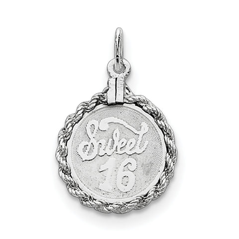 Sterling Silver Sweet Sixteen Disc Charm QC2458 - shirin-diamonds