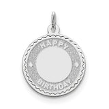 Sterling Silver Happy Birthday Disc Charm QC2473 - shirin-diamonds