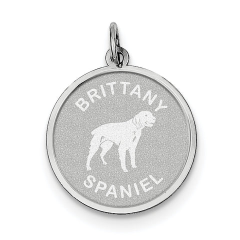 Sterling Silver Brittany Spaniel Disc Charm QC2675 - shirin-diamonds