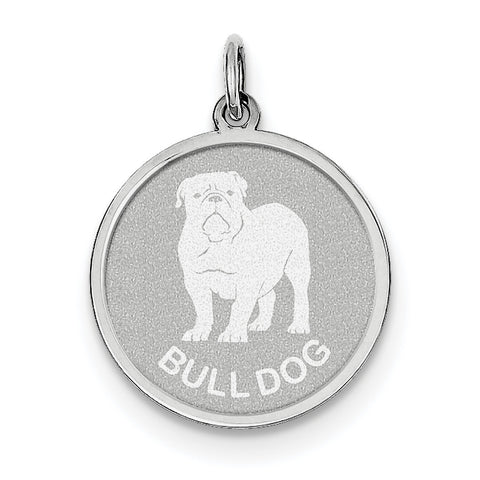 Sterling Silver Bull Dog Disc Charm QC2676 - shirin-diamonds