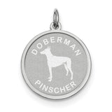 Sterling Silver Doberman Pinscher Disc Charm QC2683 - shirin-diamonds